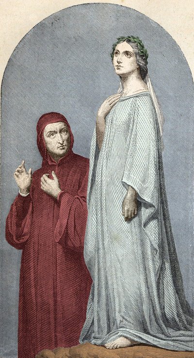 Dante och Beatrice. av Unknown artist