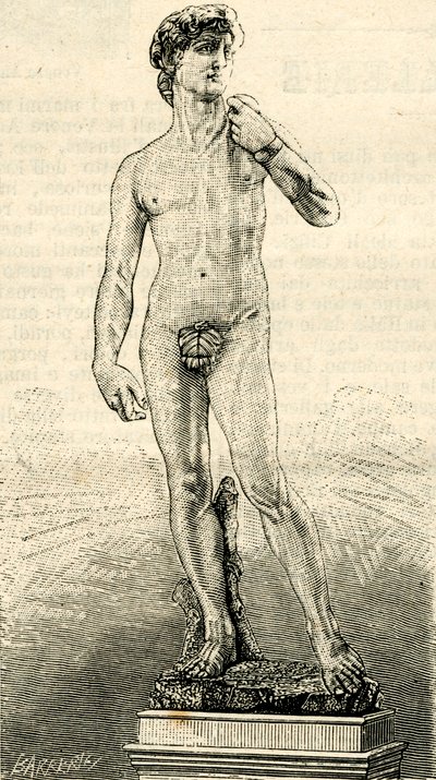 David, av Michelangelo Buonarroti (1475-1564), Piazza della Signoria, Florens, Toscana, Italien av Unknown Artist