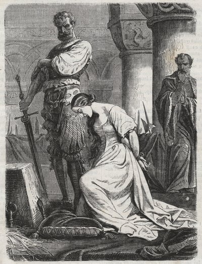 Död av Katherine Howard, hustru till Henry VIII gravyr 1864- Catherine Hovard eller Catherine Howard (Katherine eller Katheryn av Unknown artist