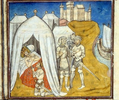 Ludvig IX:s död från pesten under det 8:e korståget 1270 - Miniatyr av Unknown artist