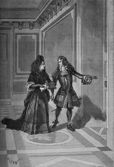 Död av Marie Therese (Marie-Therese), Frankrikes drottning, 30 juli 1683: M. de la Rochefoucauld ber Madame de Maintenon (Francoise d