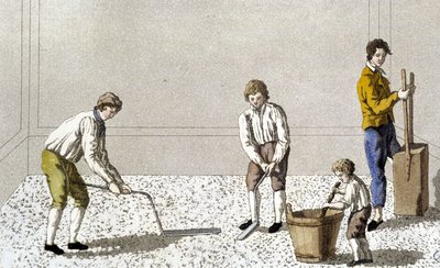Dekoration: ett av stadierna av golvbeläggning av Unknown artist