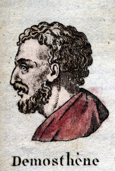 Demosthenes, på antikgrekiska Demosthenes (Aten -384 - Calaurie -322), en av de stora vindstalarna, atensk politiker. av Unknown artist