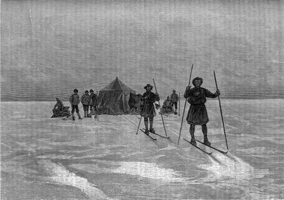 Avresa från Laponerna på Grönlands inlandsis. Gravyr i "" Le Journal de la jeunesse"" av Unknown artist