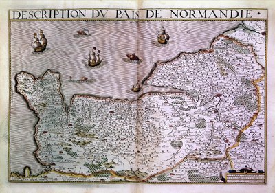 Beskrivning av Normandie pais. Karta över Normandie-regionen 1620. av Unknown artist