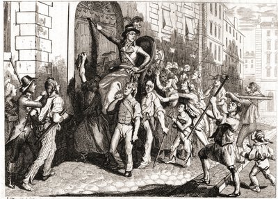 Förstörelse av byggnaderna i Lyon under franska revolutionen. av Unknown artist