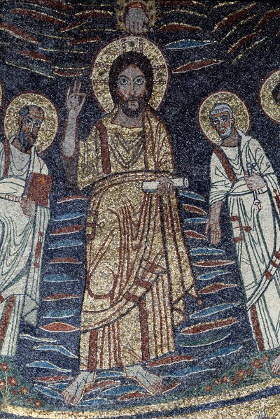 Detalj av Jesus (mosaik, 821) av Unknown artist