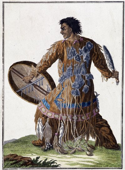 Devin (shaman) av Kamchatka (Sibirien) - gravyr, deb. 1800-talet av Unknown artist