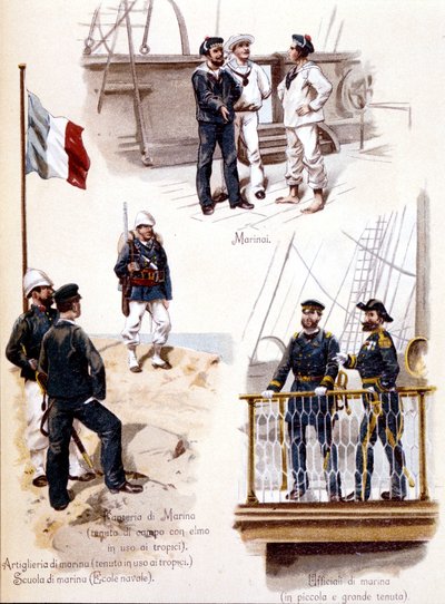 Olika uniformer från franska flottan runt 1860 av Unknown artist