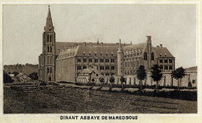 Dinant, Abbey of Maredsous, Vallonien, Belgien. Kromolitografi från slutet av 1800-talet. av Unknown artist