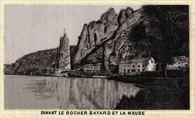 Dinant, le Rocher Bayard et la Meuse, Vallonien, Belgien. Kromolitografi från slutet av 1800-talet. av Unknown artist