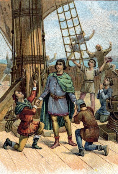 Discovery of America av Christopher Columbus (Cristoforo Colombo) 1492. av Unknown artist