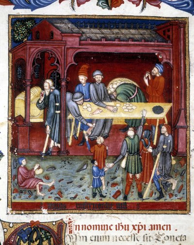 Utdelning av bröd och skor till gamla och fattiga. 1422. av Unknown artist