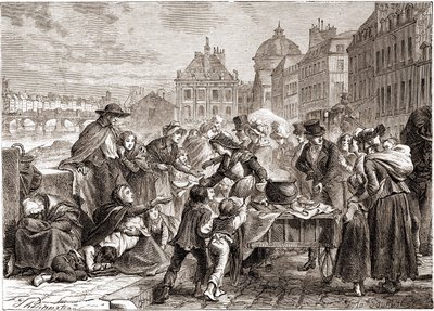 Utdelning av mat till hungriga bönder runt 1820 - i "" L