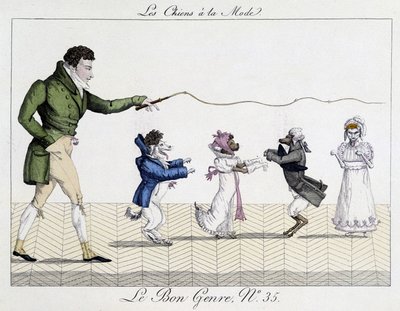 Hundtämjare - i "Den goda genren", deb. 1800-talet av Unknown artist