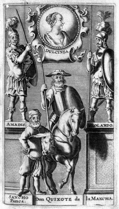 Don Quijote av Cervantes. Frontispice av upplagan av Amberes av Unknown artist