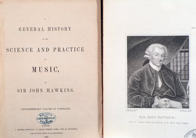 Dubbelsida och frontispice av General History Of The Science And Practice Of Music av John Hawkins av Unknown artist