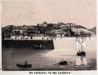 Dover, England: Ingång till hamnen (hamnen) i Dover. i "" Världen illustrerar 168 vyer"" Odaterat (slutet av 1800-talet) av Unknown artist