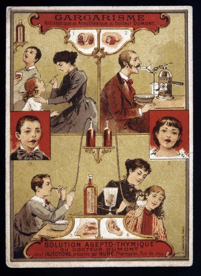 Dr. Dumonts antiseptiska och bedövande gurgla - Reklam, sent 1800-tal av Unknown artist