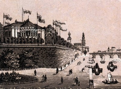 Dresden (Dresden), Tyskland: utsikt över Belvedere. i "" Världen illustrerar 168 vyer"" Odaterat (slutet av 1800-talet) av Unknown artist