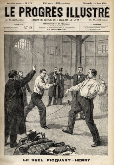 Fallet Dreyfus: Duellen mellan överstelöjtnant Georges Picquart (1854-1914) och Hubert Henry (1846-1898) av Unknown artist