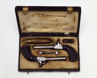 Duell set består av pistoler Mazzagatti 1800-talet. av Unknown artist