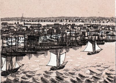 East river a New York i USA i "Världen illustrerar 168 vyer"" Odaterat (sent 1800-tal) av Unknown artist