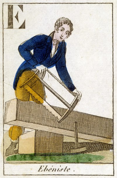 Ebenist i arbete - gravyr, v.1800 av Unknown artist