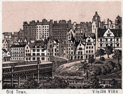 Edinburgh, Skottland: utsikt över Gamla stan i Edinburgh. i "" Världen illustrerar 168 vyer"" Odaterat (slutet av 1800-talet) av Unknown artist
