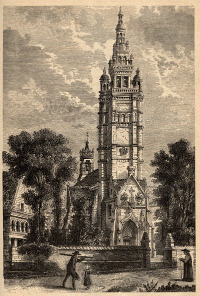 Kyrkan Notre Dame de Croaz Batz i Roscoff - Finistere - Bretagne - gravyr i "" PATRIE" - PECTURESSE BESKRIVNING AV FRANKRIKE I 6 VOLYER AV LUCIEN HUARD - slutet av 1800-talet av Unknown artist