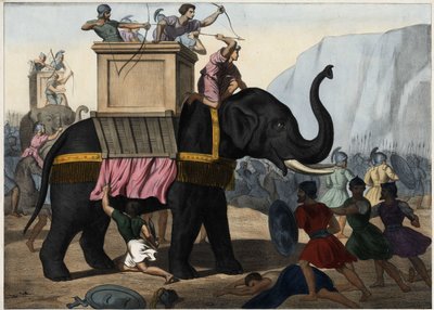 Eleazar Maccabee (Maccabee eller Maccabee) kämpar tillsammans med judarna mot Seleucidernas förtryck. Anonym gravyr från mitten av 1800-talet. av Unknown artist