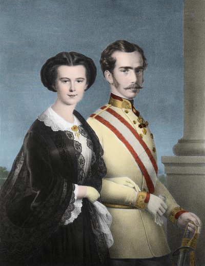 Kejsar Francois Joseph 1 av Österrike (Francois-Joseph av Habsburg) och kejsarinna Elisabeth av Österrike (Sissi) - Porträtt av Franz Joseph I av Österrike ( av Unknown artist
