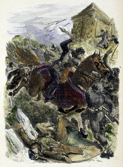 Kejsar Othon kämpar mot påvens mutade band - i "Histoire des popes", av Maurice Lachatre av Unknown artist