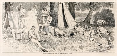 Lägret av Themsen roddklubb.? från ?Skisser från en ånglansering vid Henley Regatta? utgiven i juli 1878 av Unknown