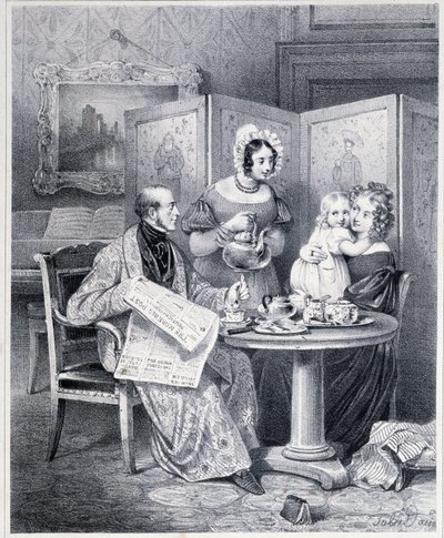 Engelskt par som tar te - 1800-talet. av Unknown artist
