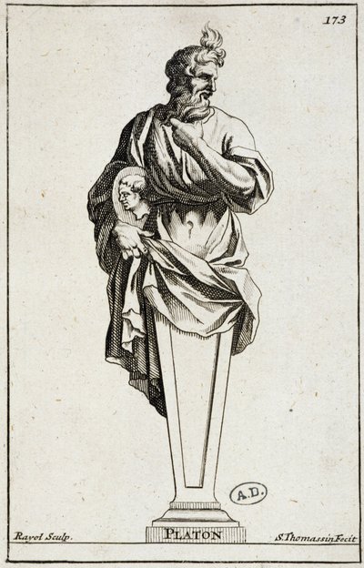 Gravyr av en staty av Platon av Unknown artist