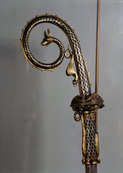 Episkopalt lager i guld och emalj (pastoral batong) detalj av Unknown artist