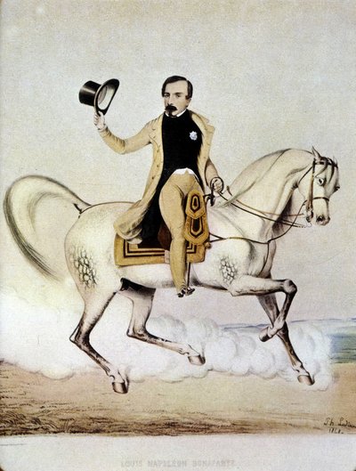 Ridsporträtt av Louis Napoleon Bonaparte (Louis-Napoleon III) i civila kläder 1848. av Unknown artist