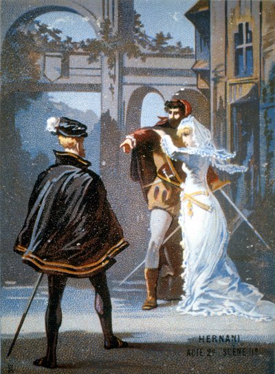 Ernani de Giuseppe Verdi, akt II, scen II. kromolitografi 1800-talet. av Unknown artist