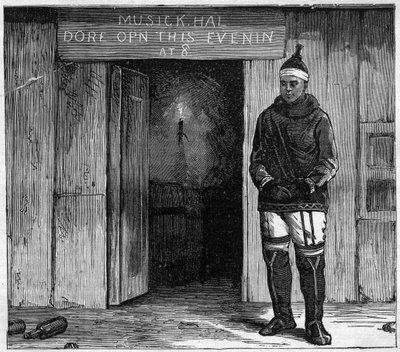 Eskimå från Diskoön (Qeqertarsuaq) Grönland i slutet av 1800-talet. gravyr från 1884 av Unknown artist