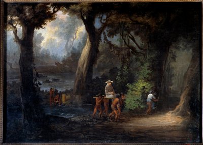 Evangelisation: "" Banks missionärer i Sydamerika bärs av indianerna""" Anonym 1800-talsmålning. La Rochelle, New World Museum av Unknown artist