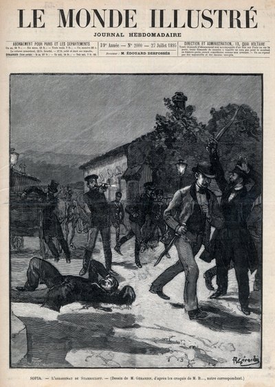 Händelser i Bulgarien: Mordet på herr Beltchef i närvaro av Stefan Stambolov (1854-95) - Sofia av Unknown artist