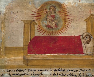 Ex-voto föreställande Madonna och barn med patient i sängen, Abbey of St Maria del Monte, Cesena av Unknown artist