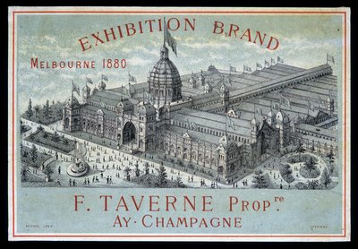 Utställning av varumärken i Melbourne 1880: F. Taverne Champagne. av Unknown artist