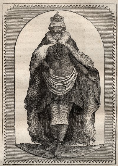 Expedition till det inre av Sydafrikas länder (1775) av Anders Sparrman (1748-1820): en hottentote (kvinna Khoikhoi) - illustration hämtad från "" The Great Mariners of the 18th century"" av Unknown artist