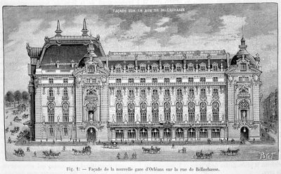 Fasaden av den nya stationen i Orléans på rue de Bellechasse - i "" La Nature"" av Unknown artist