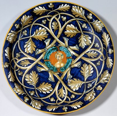 Fajans tallrik med kvinnlig byst. 1500-talets Paris. Musée du Louvren av Unknown artist