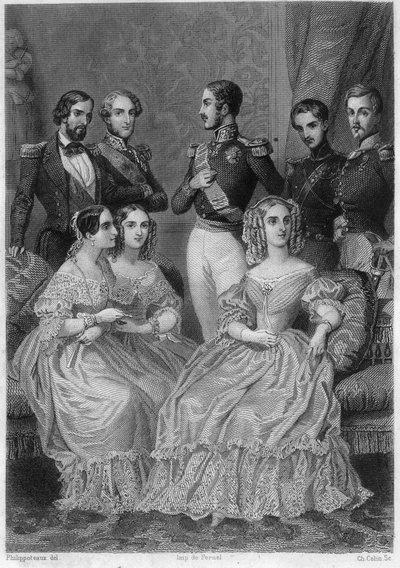 Familjen Orléans - gravyr i "Historien om Louis Philippes politiska och privata liv" av Unknown artist