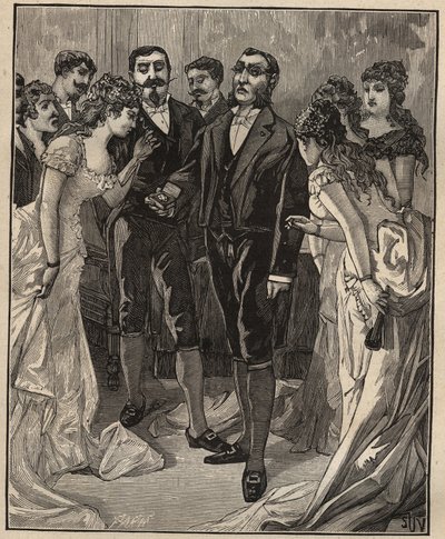 Berömda diamanter: Bankir Vanlerberghe visar en falsk regent i början av 1800-talet. Gravyr från 1885 i "" Les arts et metiers illustres"" av Adolphe BITARD. av Unknown artist