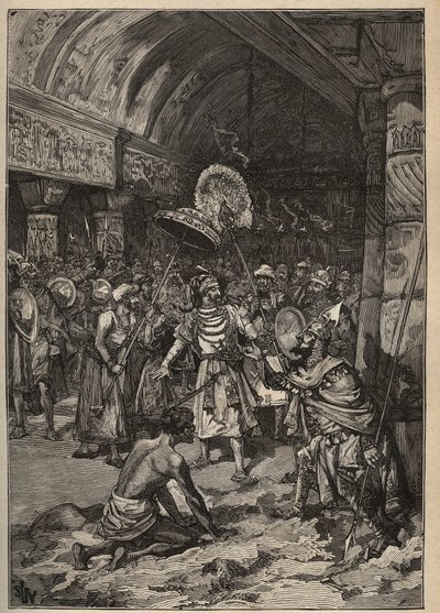 Kända diamanter: Lahores maharajah, Ranjit Singh (1780-1839), tar över Koh-i Nor-diamanten (Koh i Nor, Kuh-e Nur, Kuh e Nur, Koh-i-noor, Koh i Noor). Gravyr från 1885 i "" Les arts et metiers illustres"" av Adolphe BITARD. av Unknown artist